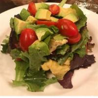 Mista Salad · Mixed greens, grape tomatoes and avocado in a balsamic dressing.