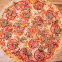 Meat Lovers Whole Pie · Red Sauce, Mozzarella, Sausage, Pepperoni, Meatball, Bacon