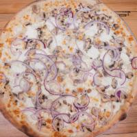 White Mushroom Whole Pie · No Sauce, Mozzarella, Ricotta, Parmesan, Mushrooms, Red Onion, Fresh Garlic