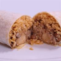 Regular Burrito · Choice of meat, rice, beans and mild salsa.