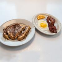 5. Bonjour Breakfast · French toast, two strips of bacon and one egg.
