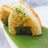 2pc Spicy Salmon  Rice Ball · Spicy Salmon   Seaweed Rice  dried fish floss 