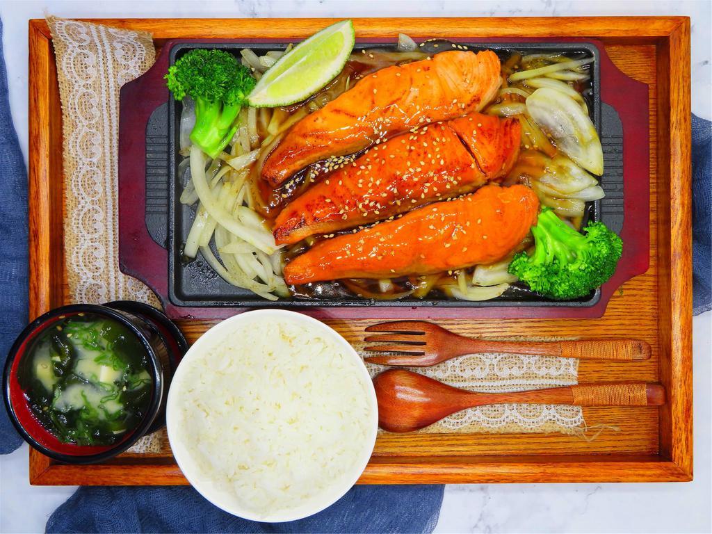 29. Salmon Teriyaki · Served with rice and miso soup or green salad.