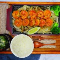 30. Shrimp Teriyaki · Served with rice and miso soup or green salad.