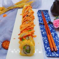 Fried California Roll · Cucumber, avocado, crabmeat, spicy sauce and eel sauce. Deep fried.