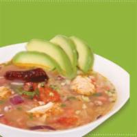 Chicken Soup  · Chicken broth with shredded chicken, rice, avocado and pico de gallo.