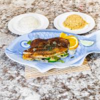 34. Blackened Catfish · Served with 2 sides.