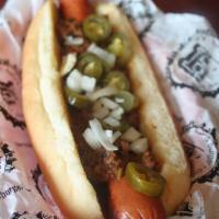 Sloppy Harry Chili Dog · grilled, spicy housemade chili, raw onions