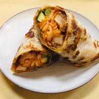 Kimchi Chicken Burrito · Scallion Pancakes, Kimchi , Korean Sweet Hot Sauce