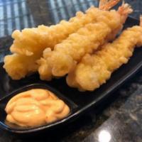 Crispy Jumbo Shrimp · Jumbo shrimp tempura, served with sriracha mayo, or sweet chili sauce.