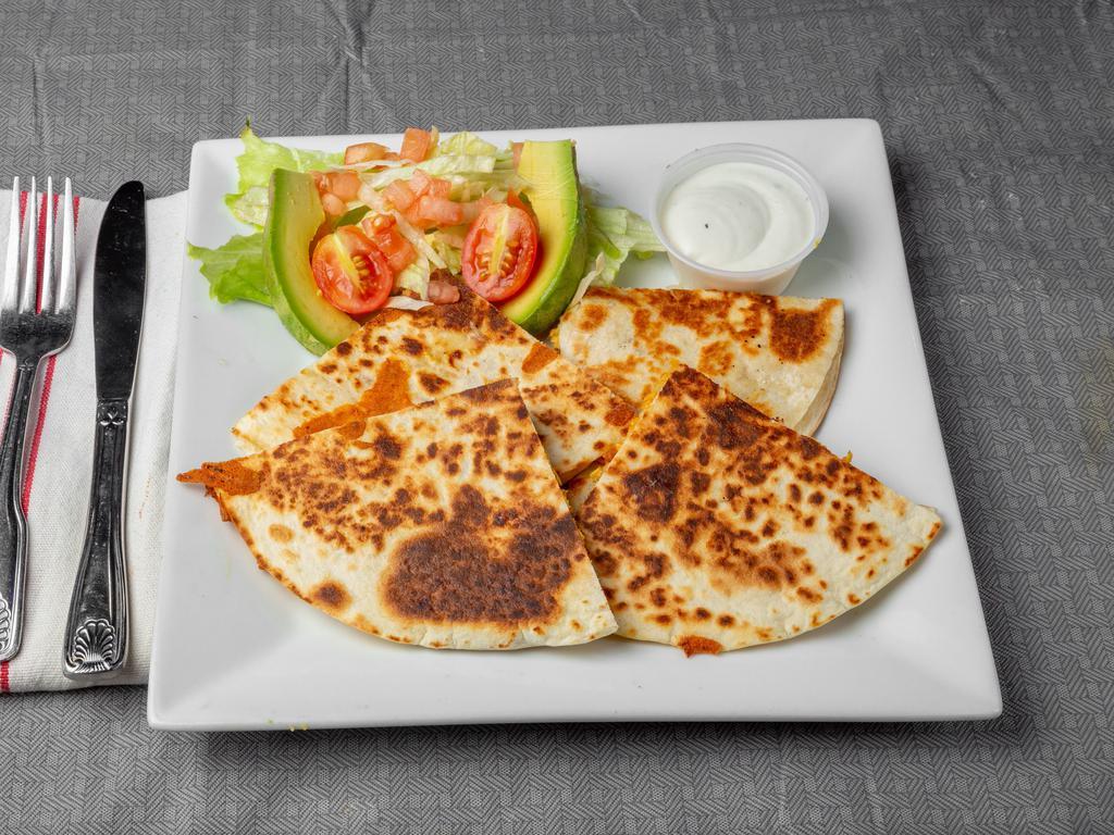 Quesadilla · Stuffed with chicken melted cheese and veggie.