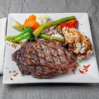 Rib Eye Steak · Served with chimichurri sauce and 1 side.