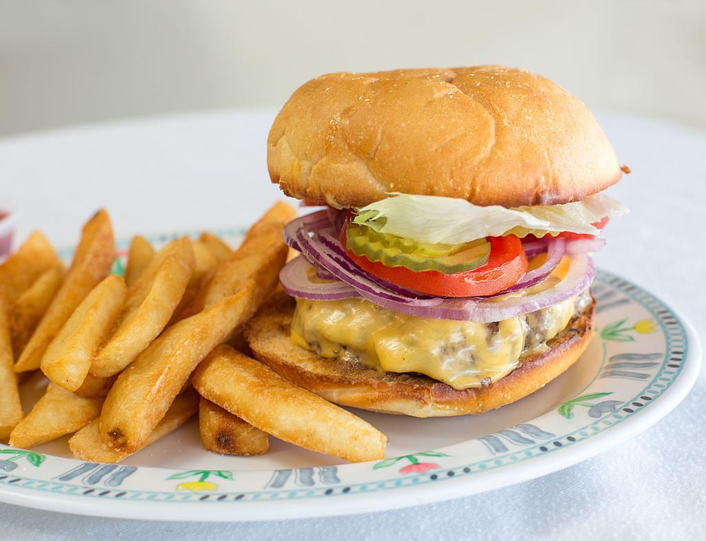 Cheeseburger · Grilled or fried patty with cheese on a bun. 