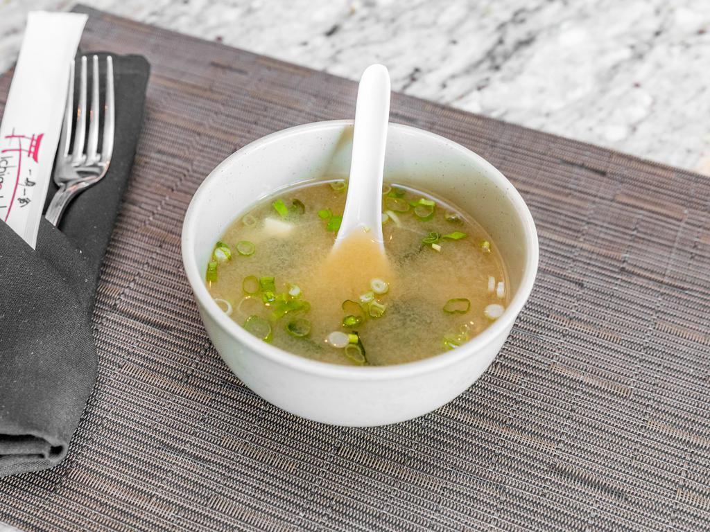 Miso Soup · Soybean broth with seawood, tofu and scallion.