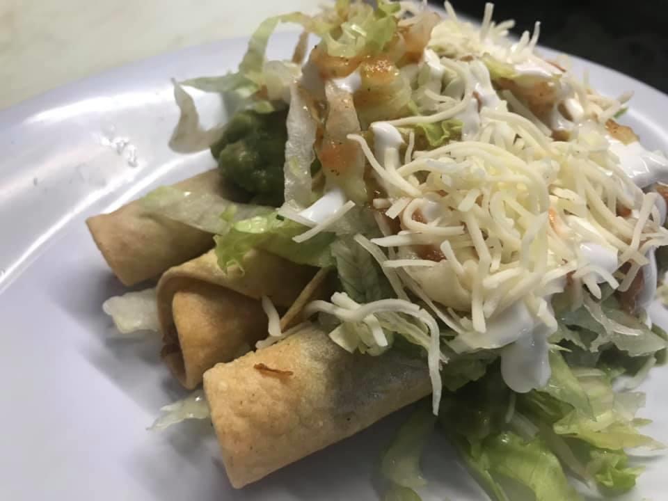 3 Flautas Supreme · 3 shredded beef flautas (rolled tacos) topped with cheese, carne asada, pico de gallo, lettuce, tomato sauce and sour cream.