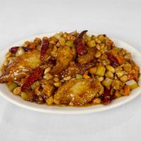 Kung Pao Fish Fillets (Spicy Peanut Fish Fillets) · 宮保魚片 — Lightly breaded fish fillets with hearts of scallions, carrots, baby corn, and whole ...