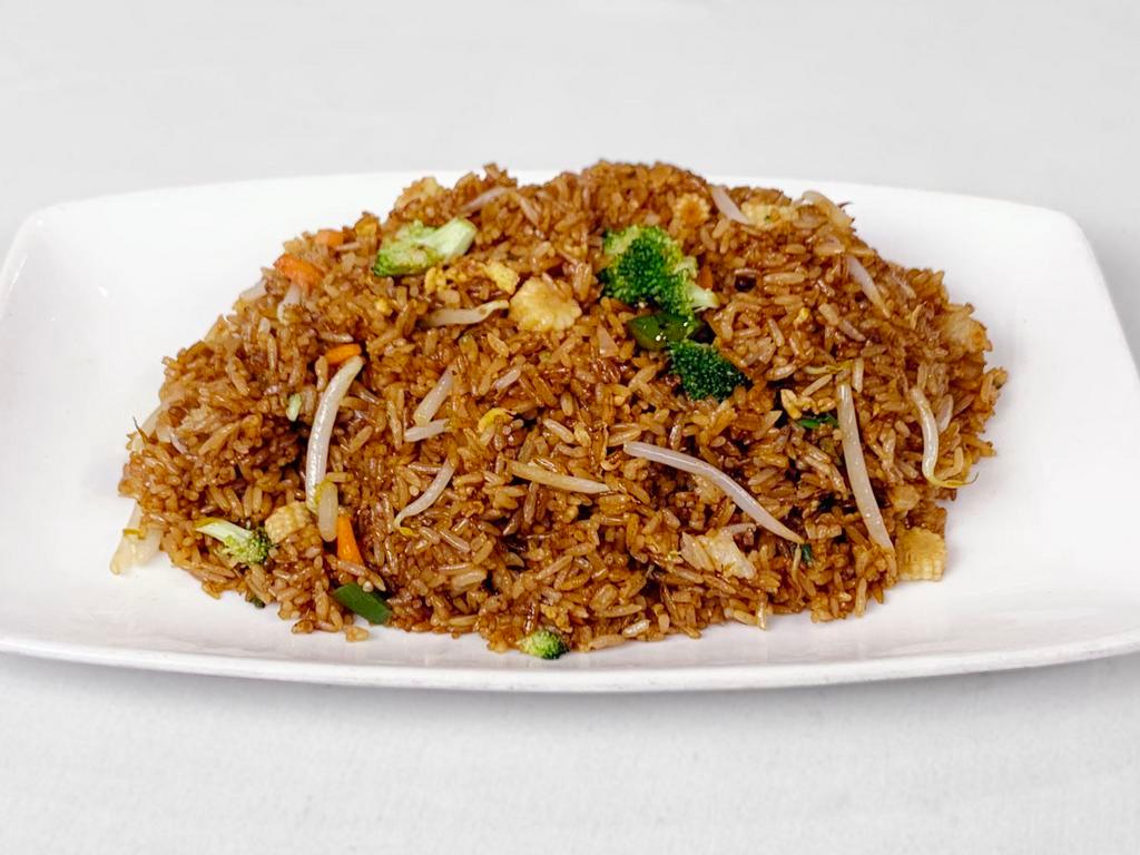 Fried Rice with Meat, Seafood, or Veg · 各式炒飯 — Fried rice with choice of beef, roast pork, chicken, shrimp, or vegetable.