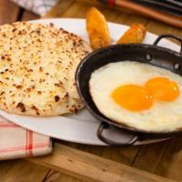 Sunny Side Up Eggs, Arepa, And Cheese (cacerola Y Arepa) · 