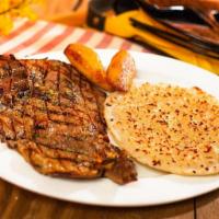 Grilled Steak With Arepa And Cheese(carne Asada Y Arepa Con Queso) · 