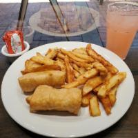 Kids Mini Chimichangas · Two mini chimis with shredded chicken or shredded beef, served with rice/beans or fries and ...