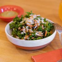 Fresca Salad · Giant handful of fresh kale, white cabbage, garbanzo beans, carrots, Roma tomatoes, onions, ...