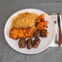 Mixed Afghan Kabab · Beef kofta, chicken breast kabab and lamb kabab on a single skewer. Perfect for those who wa...
