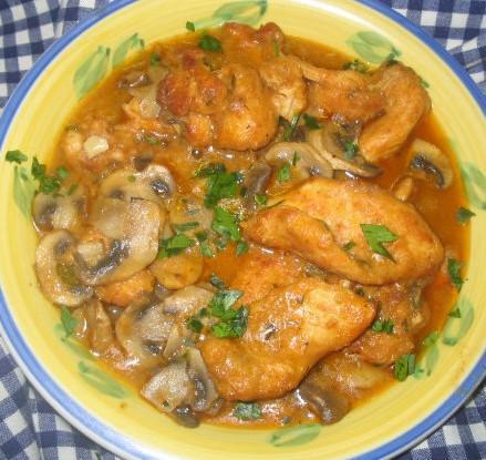 Chicken Marsala · Prepared with tender strip of chicken breast sauteed with mushrooms and marsala wine.