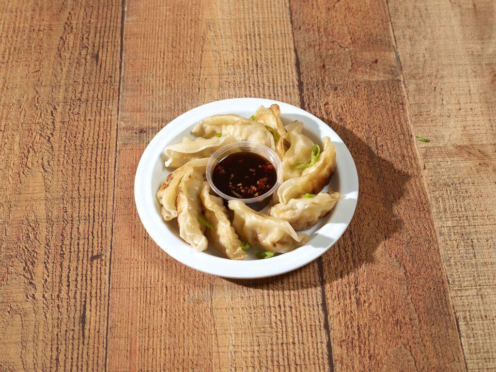 10 Pot Stickers · Pan fried dumplings filled with chicken and green onions. 