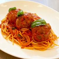Spaghetti Meatballs(Neapolitan Style) · Spaghetti Pasta With S.Marzano Tomato Sauce, Home-Style Neapolitan Meatball(Beef & Pork Meat...