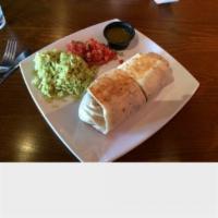 Big Salsa Street Burrito · Black beans, chihuahua cheese, sauteed bell peppers and onions in adobo seasoning, sour crea...