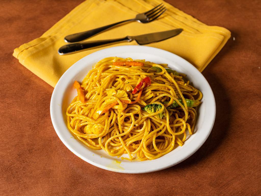Chow Chow Noodles · Fresh vegetables and wheat noodles, flavorfully seasoned. Wheat pasta or gluten free rice noodles. Dairy free and nut free.