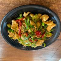 C4. Jalapeno Chicken Stir-Fried Noodle · Chicken, jalapeno, and peppers. Spicy.