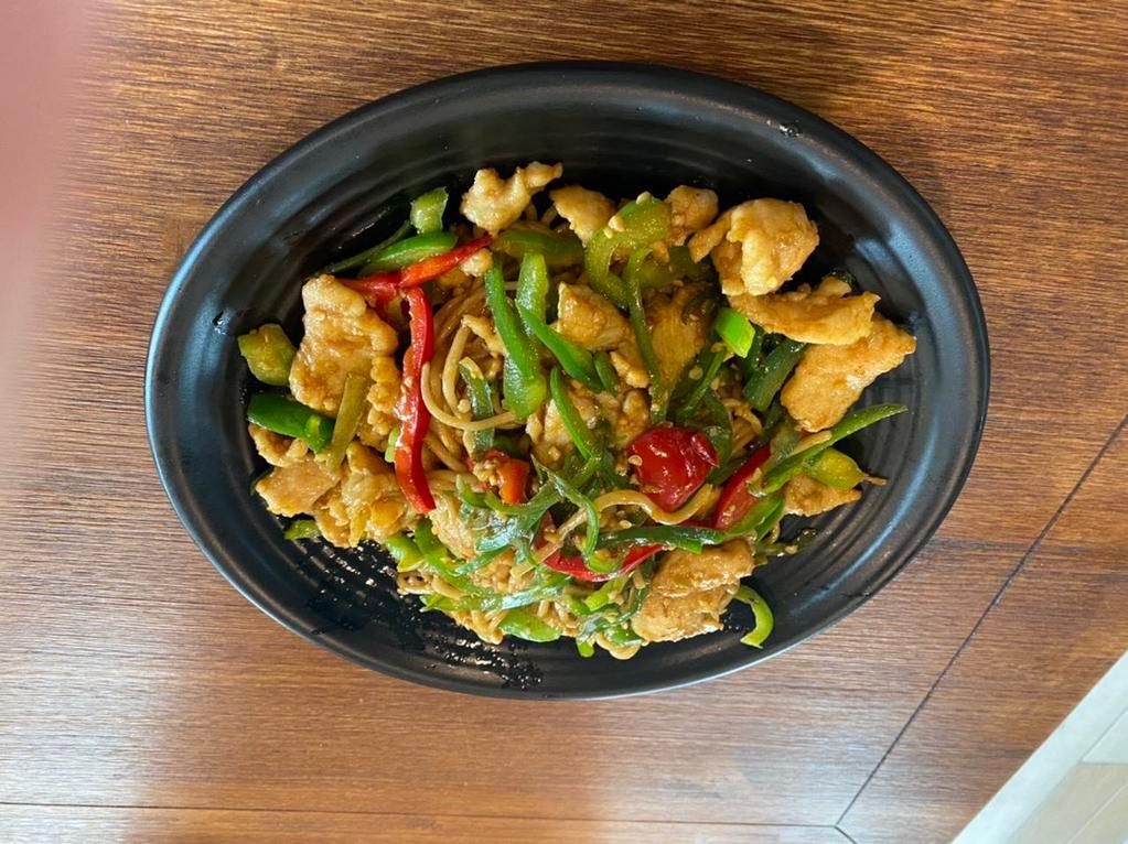 C4. Jalapeno Chicken Stir-Fried Noodle · Chicken, jalapeno, and peppers. Spicy.