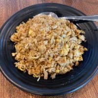 D1. Chicken Fried Rice · Onion, egg and chicken. Stir fried.