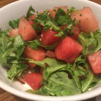 House Salad · Romaine lettuce, tomato, cucumbers and red onions. Vegetarian. Gluten free. Vegan.