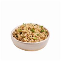 Brown Rice - Side · Long grain brown rice with thyme-infused olive oil, lime juice, and fresh parsley. Vegan.