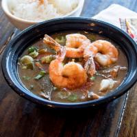 Nick's Famous Gumbo · Chicken, sausage, special roux, white rice.