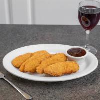 Chicken Fingers · 5 pieces. Served with honey mustard, BBQ, or Z-Sauce (HM/BBQ mix)