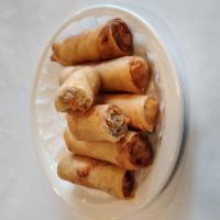 6 Piece Deep Fried Spring Roll · Ground pork, eggs and vegetable mix with house seasoning wrapped in wonton paper then deep f...