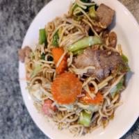Yakisoba · Yakisoba noodles stir-fried with beansprouts, broccoli, cabbage and carrots with your choice...