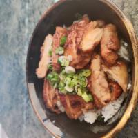 Don Bowls · Chicken or beef cooked in house-made teriyaki sauce served on a bed of rice and topped with ...