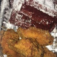 Chicken And Waffles · Red Velvet Waffles & 4 Piece Wings