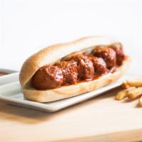 Meatball Parmesan Sub · All natural meatballs, provolone cheese and our homemade marinara sauce served toasted.