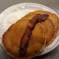 George Washington · 1 egg, 1 strip of bacon and 3 pancakes.