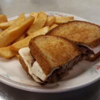 Patty Melt · 1/3 lb. burger patty with grilled onions and melted Swiss cheese on grilled rye.