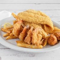 Shrimp & Catfish Combo · Served with Catch Fries & Hush Puppies