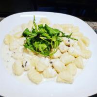 Home made Gnocci · Homemade Gnocchi with Truffled Wild Mushroom Sauce or Pesto Cream 