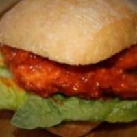 Spicy Chicken Sandwich · Red pepper sauce, pepper jack cheese and romaine lettuce. Medium. 