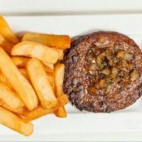 Steak Frites  · Vegan beef steak (3 type of mushrooms) served with french fries infused in white truffle and...