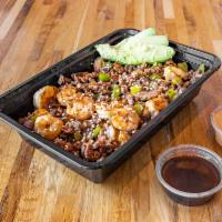 Large Hot Rice Bowl · Combo of grilled chicken, steak, shrimp or tofu over rice or greens with your choice of gril...